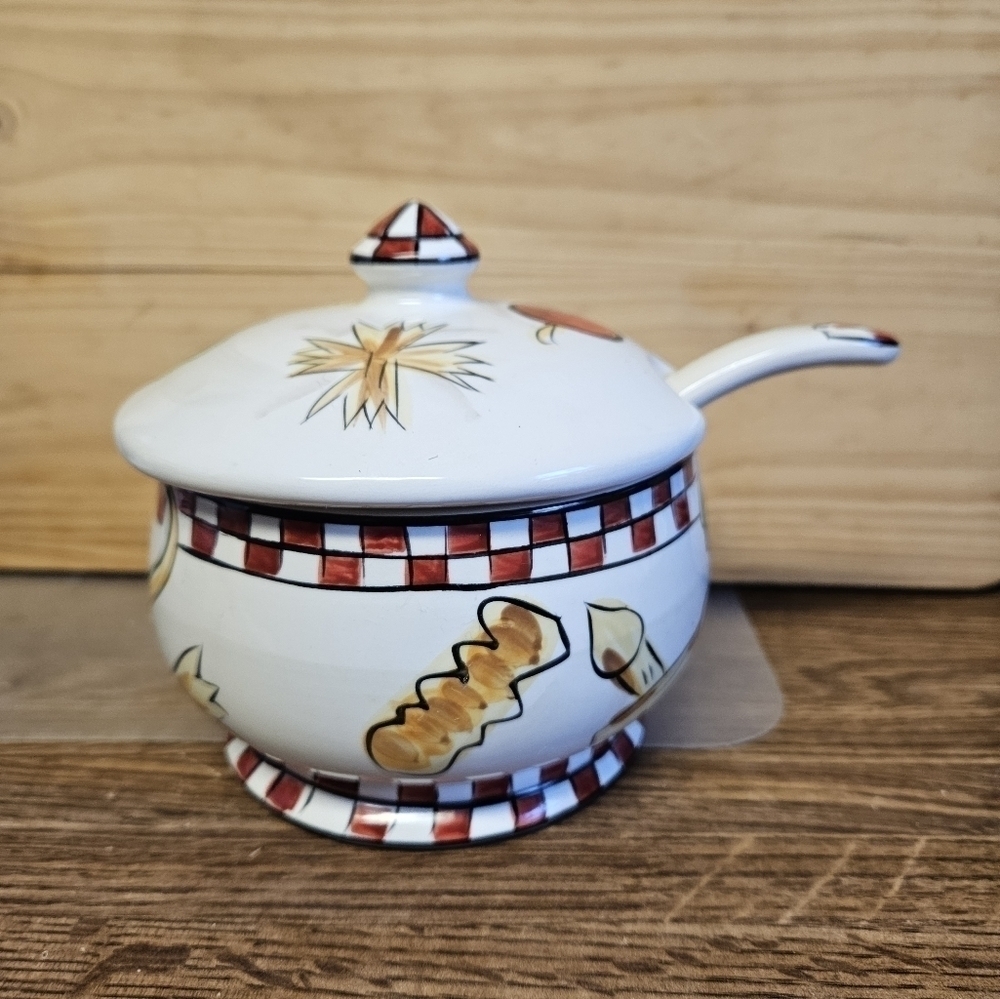 Tabletops Gallery Pasta 101 Ceramic Handcrafted Grated Cheese Bowl Server